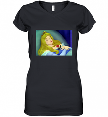 Disney Sleeping Beauty Aurora Sleeping Women's V-Neck T-Shirt Women's V-Neck T-Shirt - Nice-Tshirts4u