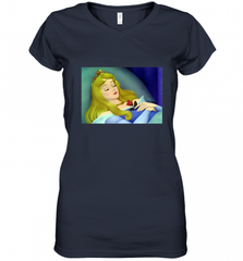 Disney Sleeping Beauty Aurora Sleeping Women's V-Neck T-Shirt Women's V-Neck T-Shirt - Nice-Tshirts4u