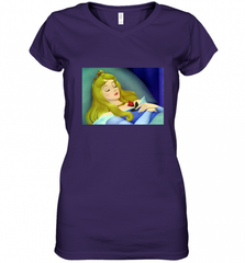 Disney Sleeping Beauty Aurora Sleeping Women's V-Neck T-Shirt Women's V-Neck T-Shirt - Nice-Tshirts4u
