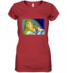 Disney Sleeping Beauty Aurora Sleeping Women's V-Neck T-Shirt Women's V-Neck T-Shirt - Nice-Tshirts4u