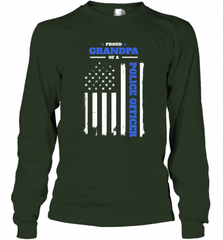 Mens Proud Grandpa of a Police Officer Distressed Flag Long Sleeve T-Shirt Long Sleeve T-Shirt - Nice-Tshirts4u