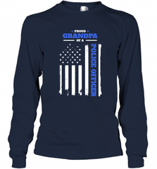 Mens Proud Grandpa of a Police Officer Distressed Flag Long Sleeve T-Shirt Long Sleeve T-Shirt - Nice-Tshirts4u
