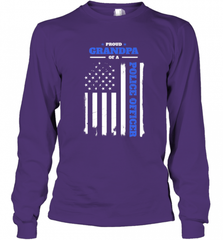 Mens Proud Grandpa of a Police Officer Distressed Flag Long Sleeve T-Shirt Long Sleeve T-Shirt - Nice-Tshirts4u