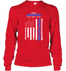 Mens Proud Grandpa of a Police Officer Distressed Flag Long Sleeve T-Shirt Long Sleeve T-Shirt - Nice-Tshirts4u