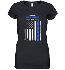 Mens Proud Grandpa of a Police Officer Distressed Flag Women's V-Neck T-Shirt Women's V-Neck T-Shirt - Nice-Tshirts4u