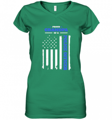 Mens Proud Grandpa of a Police Officer Distressed Flag Women's V-Neck T-Shirt Women's V-Neck T-Shirt - Nice-Tshirts4u