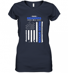Mens Proud Grandpa of a Police Officer Distressed Flag Women's V-Neck T-Shirt Women's V-Neck T-Shirt - Nice-Tshirts4u