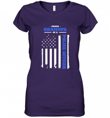 Mens Proud Grandpa of a Police Officer Distressed Flag Women's V-Neck T-Shirt Women's V-Neck T-Shirt - Nice-Tshirts4u