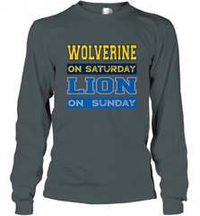Wolverine on Saturday Lion on Sunday Detroit Football Gift Long Sleeve T-Shirt Long Sleeve T-Shirt - Nice-Tshirts4u