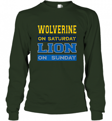 Wolverine on Saturday Lion on Sunday Detroit Football Gift Long Sleeve T-Shirt Long Sleeve T-Shirt - Nice-Tshirts4u