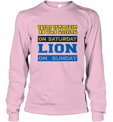 Wolverine on Saturday Lion on Sunday Detroit Football Gift Long Sleeve T-Shirt Long Sleeve T-Shirt - Nice-Tshirts4u