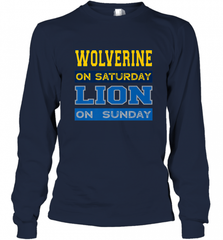 Wolverine on Saturday Lion on Sunday Detroit Football Gift Long Sleeve T-Shirt Long Sleeve T-Shirt - Nice-Tshirts4u