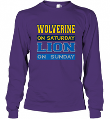 Wolverine on Saturday Lion on Sunday Detroit Football Gift Long Sleeve T-Shirt Long Sleeve T-Shirt - Nice-Tshirts4u