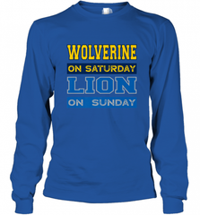 Wolverine on Saturday Lion on Sunday Detroit Football Gift Long Sleeve T-Shirt Long Sleeve T-Shirt - Nice-Tshirts4u