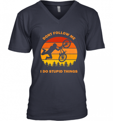 Don't Follow Me I Do Stupid Things Bike Lover Vintage Retro Men's V-Neck