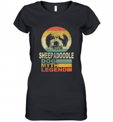 Sheepadoodle Dog Myth Legend Women's V-Neck T-Shirt Women's V-Neck T-Shirt - Nice-Tshirts4u