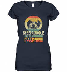 Sheepadoodle Dog Myth Legend Women's V-Neck T-Shirt Women's V-Neck T-Shirt - Nice-Tshirts4u