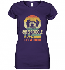 Sheepadoodle Dog Myth Legend Women's V-Neck T-Shirt Women's V-Neck T-Shirt - Nice-Tshirts4u