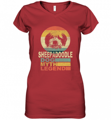 Sheepadoodle Dog Myth Legend Women's V-Neck T-Shirt Women's V-Neck T-Shirt - Nice-Tshirts4u