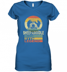 Sheepadoodle Dog Myth Legend Women's V-Neck T-Shirt Women's V-Neck T-Shirt - Nice-Tshirts4u