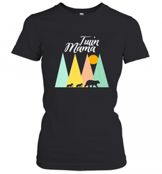 Twin Mom Mama Bear Shirt for Women Camping Bear and Cubs Women's T-Shirt