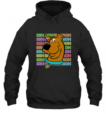 Kids Scooby Doo Ruh Roh Neon Text Stack Hooded Sweatshirt Hooded Sweatshirt / Black / S Hooded Sweatshirt - Nice-Tshirts4u
