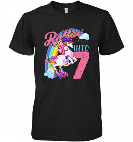 Kids Unicorn Roller Skate 7th Birthday Shirt Girls Unicorn Men's Premium T-Shirt Men's Premium T-Shirt / Black / XS Men's Premium T-Shirt - Nice-Tshirts4u