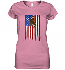 Wyoming Cowboys Grunge American Flag  Apparel Women's V-Neck T-Shirt Women's V-Neck T-Shirt - Nice-Tshirts4u