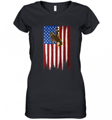 Wyoming Cowboys Grunge American Flag  Apparel Women's V-Neck T-Shirt Women's V-Neck T-Shirt - Nice-Tshirts4u