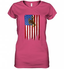 Wyoming Cowboys Grunge American Flag  Apparel Women's V-Neck T-Shirt Women's V-Neck T-Shirt - Nice-Tshirts4u