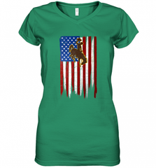 Wyoming Cowboys Grunge American Flag  Apparel Women's V-Neck T-Shirt Women's V-Neck T-Shirt - Nice-Tshirts4u