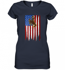 Wyoming Cowboys Grunge American Flag  Apparel Women's V-Neck T-Shirt Women's V-Neck T-Shirt - Nice-Tshirts4u