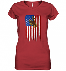Wyoming Cowboys Grunge American Flag  Apparel Women's V-Neck T-Shirt Women's V-Neck T-Shirt - Nice-Tshirts4u