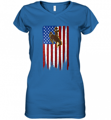 Wyoming Cowboys Grunge American Flag  Apparel Women's V-Neck T-Shirt Women's V-Neck T-Shirt - Nice-Tshirts4u