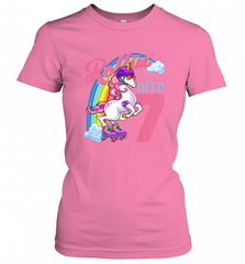 Kids Unicorn Roller Skate 7th Birthday Shirt Girls Unicorn Women's T-Shirt Women's T-Shirt - Nice-Tshirts4u