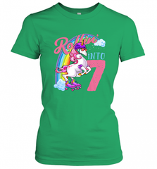 Kids Unicorn Roller Skate 7th Birthday Shirt Girls Unicorn Women's T-Shirt Women's T-Shirt - Nice-Tshirts4u