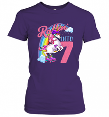 Kids Unicorn Roller Skate 7th Birthday Shirt Girls Unicorn Women's T-Shirt Women's T-Shirt - Nice-Tshirts4u