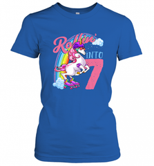 Kids Unicorn Roller Skate 7th Birthday Shirt Girls Unicorn Women's T-Shirt Women's T-Shirt - Nice-Tshirts4u