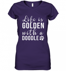 Life Is Golden With A Doodle T Shirt  Golden Doodle Lovers Women's V-Neck T-Shirt Women's V-Neck T-Shirt - Nice-Tshirts4u