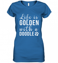 Life Is Golden With A Doodle T Shirt  Golden Doodle Lovers Women's V-Neck T-Shirt Women's V-Neck T-Shirt - Nice-Tshirts4u