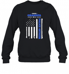 Mens Proud Grandpa of a Police Officer Distressed Flag Crewneck Sweatshirt Crewneck Sweatshirt - Nice-Tshirts4u
