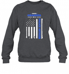 Mens Proud Grandpa of a Police Officer Distressed Flag Crewneck Sweatshirt Crewneck Sweatshirt - Nice-Tshirts4u