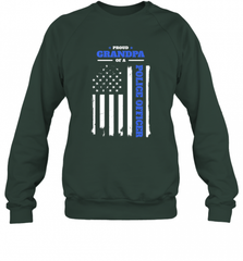 Mens Proud Grandpa of a Police Officer Distressed Flag Crewneck Sweatshirt Crewneck Sweatshirt - Nice-Tshirts4u