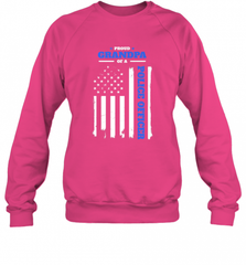 Mens Proud Grandpa of a Police Officer Distressed Flag Crewneck Sweatshirt Crewneck Sweatshirt - Nice-Tshirts4u