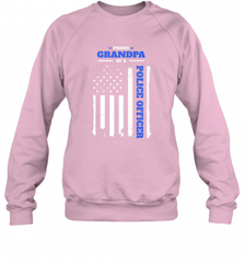 Mens Proud Grandpa of a Police Officer Distressed Flag Crewneck Sweatshirt Crewneck Sweatshirt - Nice-Tshirts4u