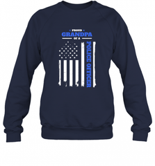Mens Proud Grandpa of a Police Officer Distressed Flag Crewneck Sweatshirt Crewneck Sweatshirt - Nice-Tshirts4u