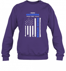 Mens Proud Grandpa of a Police Officer Distressed Flag Crewneck Sweatshirt Crewneck Sweatshirt - Nice-Tshirts4u