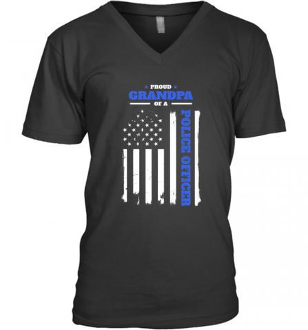 Mens Proud Grandpa of a Police Officer Distressed Flag Men's V-Neck Men's V-Neck / Black / S Men's V-Neck - Nice-Tshirts4u
