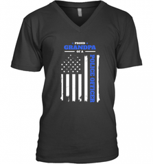 Mens Proud Grandpa of a Police Officer Distressed Flag Men's V-Neck Men's V-Neck - Nice-Tshirts4u