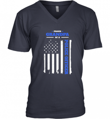 Mens Proud Grandpa of a Police Officer Distressed Flag Men's V-Neck Men's V-Neck - Nice-Tshirts4u